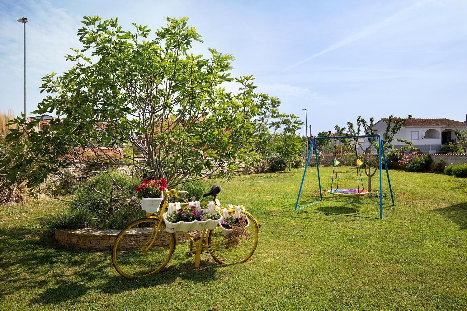 Modern Stone House With Flowers & Playground Medulin